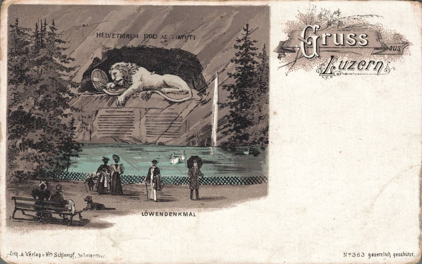 Cartoline postali: Alte Ansichtskarte Löwendenkmal Luzern Litho Schlumpf – Usato da Luzern venduto da Kartenansicht