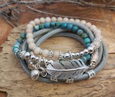VANESSA: Lederarmband - Edelsteinarmband - türkis