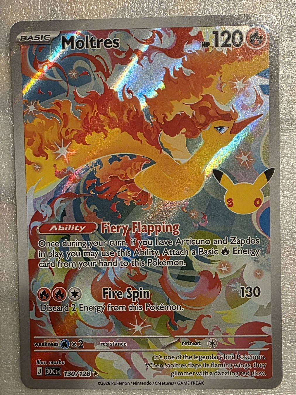 Pokémon Carte collezionabili: Moltres 30th 130/128 – Usato da Contone venduto da Dexx86