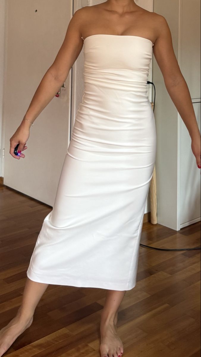 Zara Vestiti: White Strapless Midi Dress Size S – Nuovo (secondo la descrizione) da Zürich venduto da eli_t8nw 3
