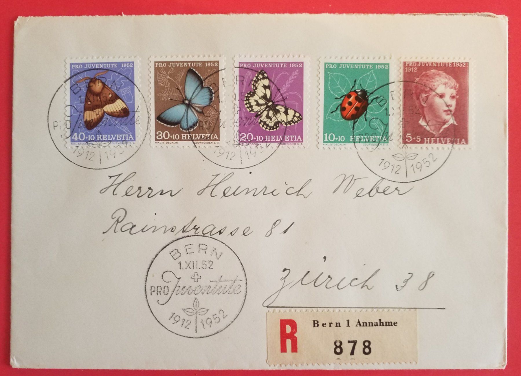 Alle Briefmarken: B190) 1952, Pro Juventute FDC Kt. 100.- – Gebraucht aus Baden von Eggi