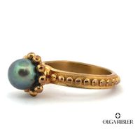 Edelstahl Ring mit Perle Ringgrösse 58