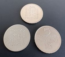 Lot de 3 pièces commémoratives de 5 CHF (1974, 1977, 1980)