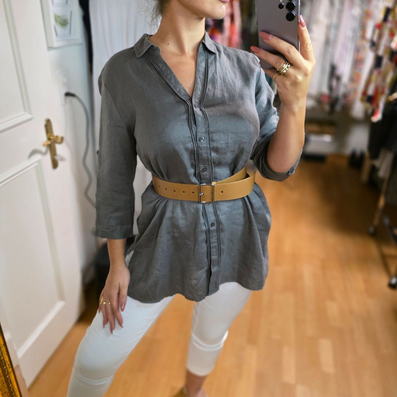 Maddison Blusen: Maddison Leinenhemd, Grau, Gr. M/L – Gebraucht aus Wald ZH von CapLux