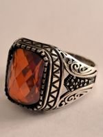0053 - Bague en argent, Zircon rouge, taille 63