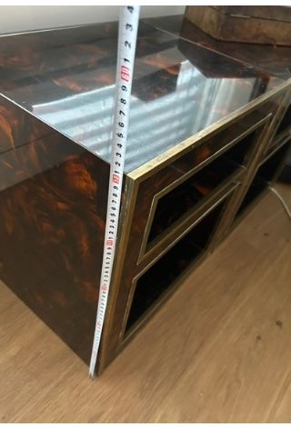 Nachttische: 2 Tortoiseshell effect/ brass finish vintage bedside tables – Gebraucht aus Zollikon von kmg1 5