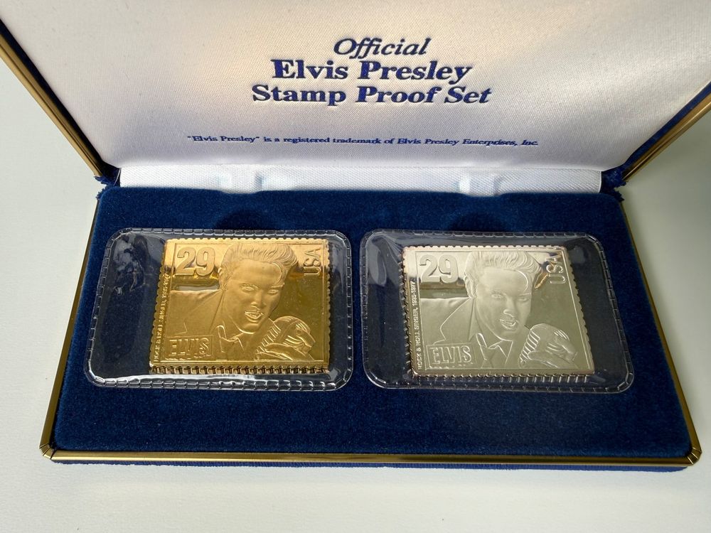 925 Silver & 24k Gold plated Stamp Proof Set Elvis Presley (Neu (gemäss ...