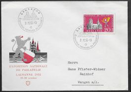 1955 Sonderbrief illust. LAUSANNE BLOCK W35 +VIGNETTE ab 1.-