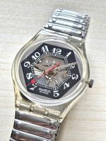 Swatch Uhr Skelett transparent Gehaeuse Metallband guter Zus