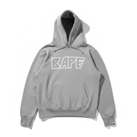 Sweat a capuche / hoodie BAPE gris logo blanc capuche L #119