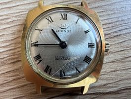 Vintage Cronos Swiss Made 17 Rubis Incabloc läuft Glas defek