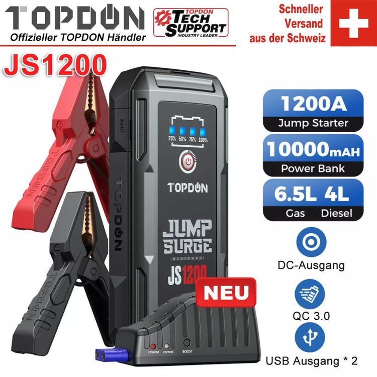 TOPDON JS1200 Auto Starthilfe AutoBatterie Booster Ladegerät