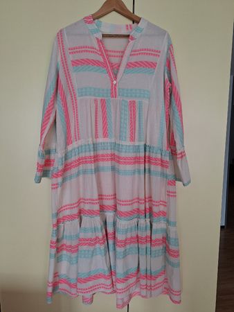 Sommerkleid Gr. L weiss mit pink/türkis Streifen