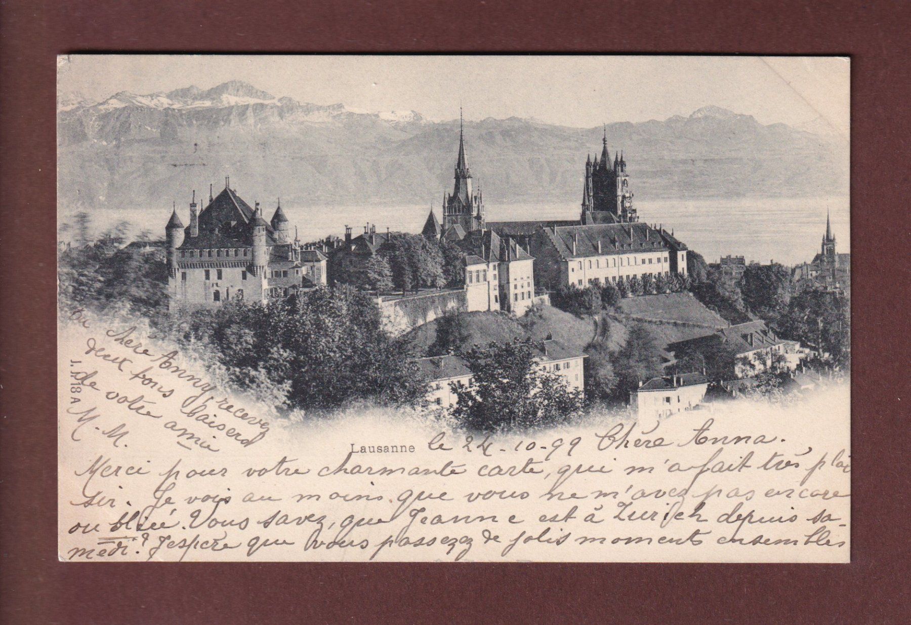 Cartoline postali: LAUSANNE - Château et Cathédrale - 1899 – Usato da Pully venduto da nicecards