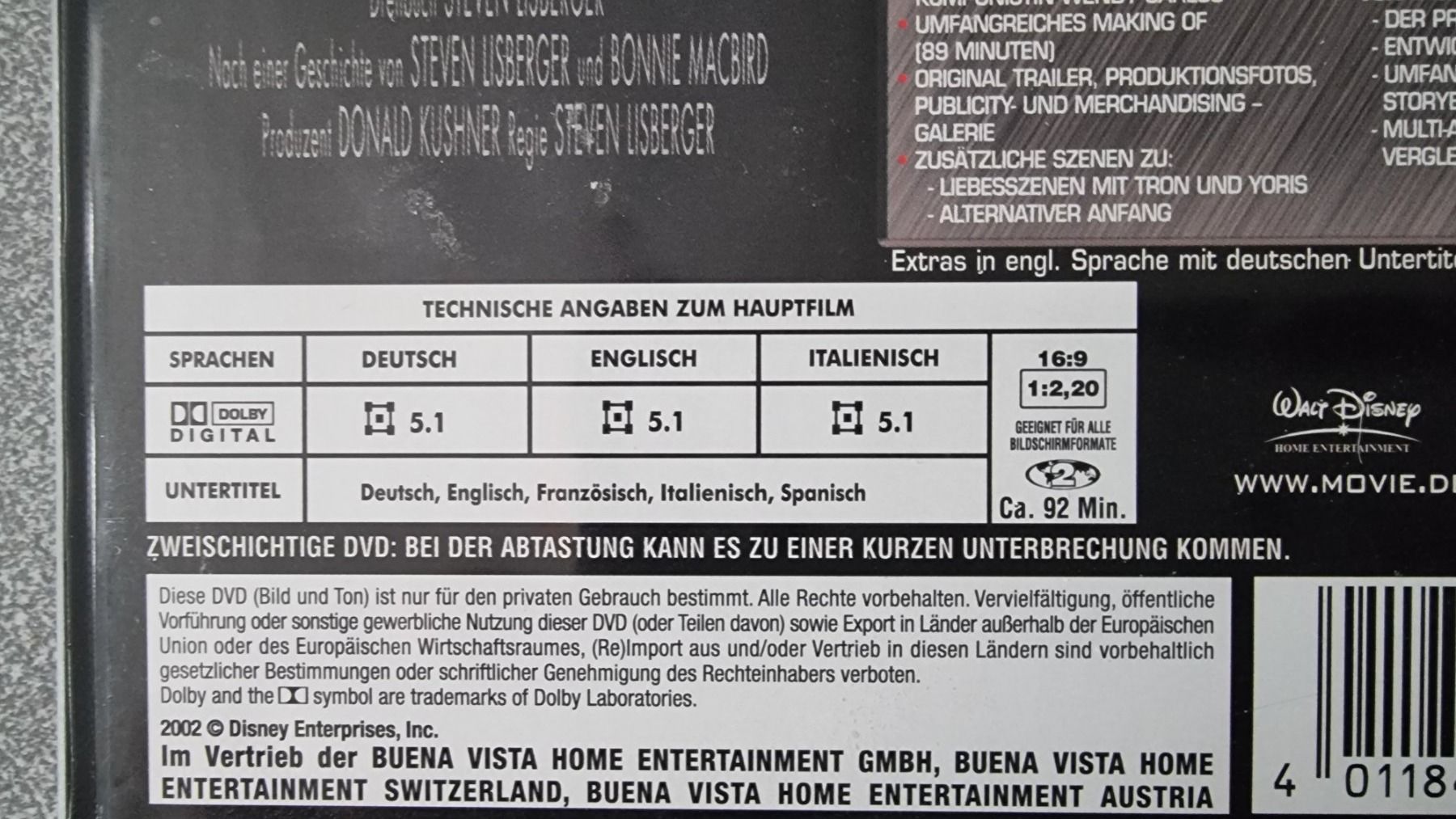Tous les DVDs: DVD TRON / Disney Deluxe Edition – D'occasion à Oetwil am See par fineli2 1