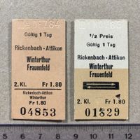 Rickenbach Attikon - Winterthur / Frauenfeld, 2 Bahnbillette