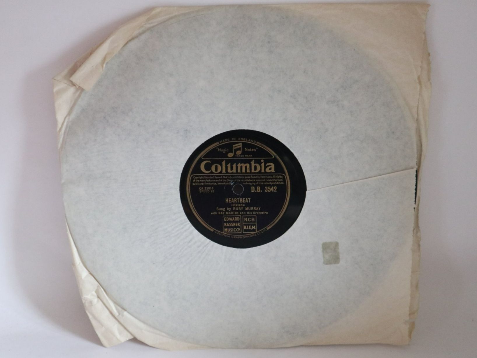 Dischi in vinile: Schellack Ruby Murray Ray Martin Heartbeat – Usato da Eschenbach SG venduto da Astalavista