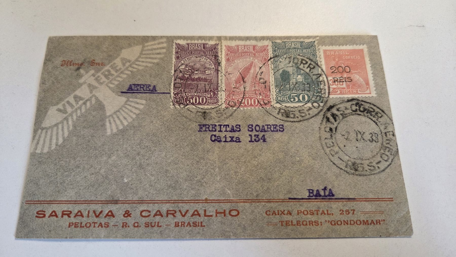 Alle Briefmarken: 1933 Flug Brief  Brasilien  – Gebraucht aus Arni AG von Moth68