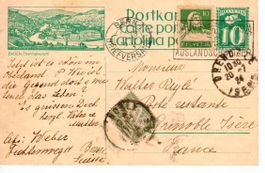 Bildpostkarte nach Frankreich 1924 mit Tax Frankreich