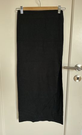 Long Black Skirt with Slit - Size S