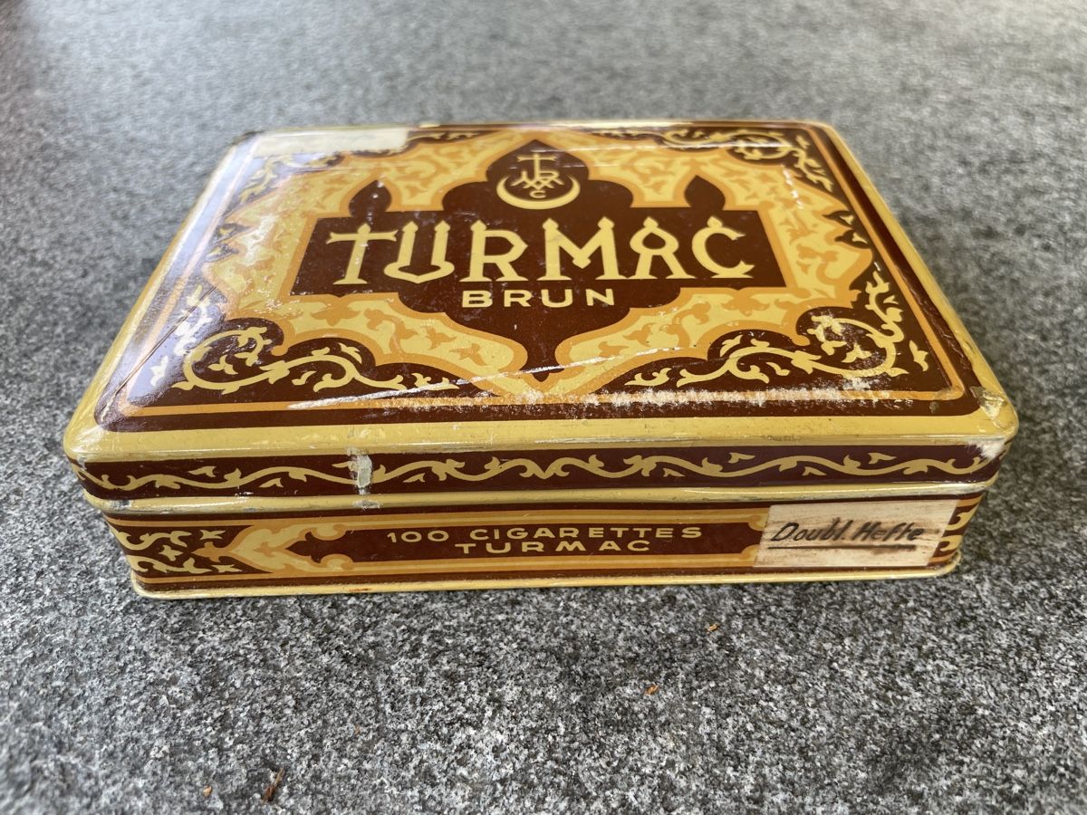 Barattoli: Antike Blechdose Turmac Zigaretten Brun, Zürich – Usato da Winterthur venduto da cheerio97 1