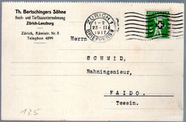 1917 POSTKARTE ZÜRICH 1 - FAIDO TELLKNABE MIT ARMBRUST -EW65