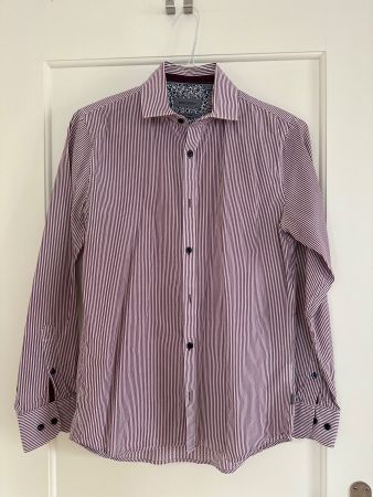 Martinique Herren Hemd gestreift S bordeauxrot/weiss
