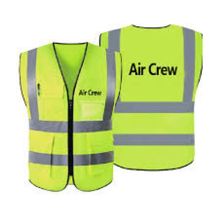Warnweste "Air Crew" grün-gelb reflektierend mit Taschen