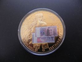 Grosse Medaille 500 Franken Banknote Erstausgabe 1977