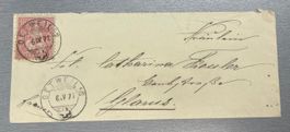 1871 Top Kleinbrief mit Siegel + 5 Stempel, u.a. Oetweil A/S