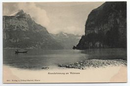 WEESEN Walensee gegen Walenstadt - Abendstimmung - Boot