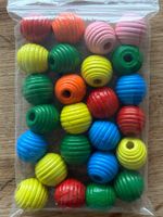 Bunte Holzperlen / Bastelperlen 16mm, 25 Stück
