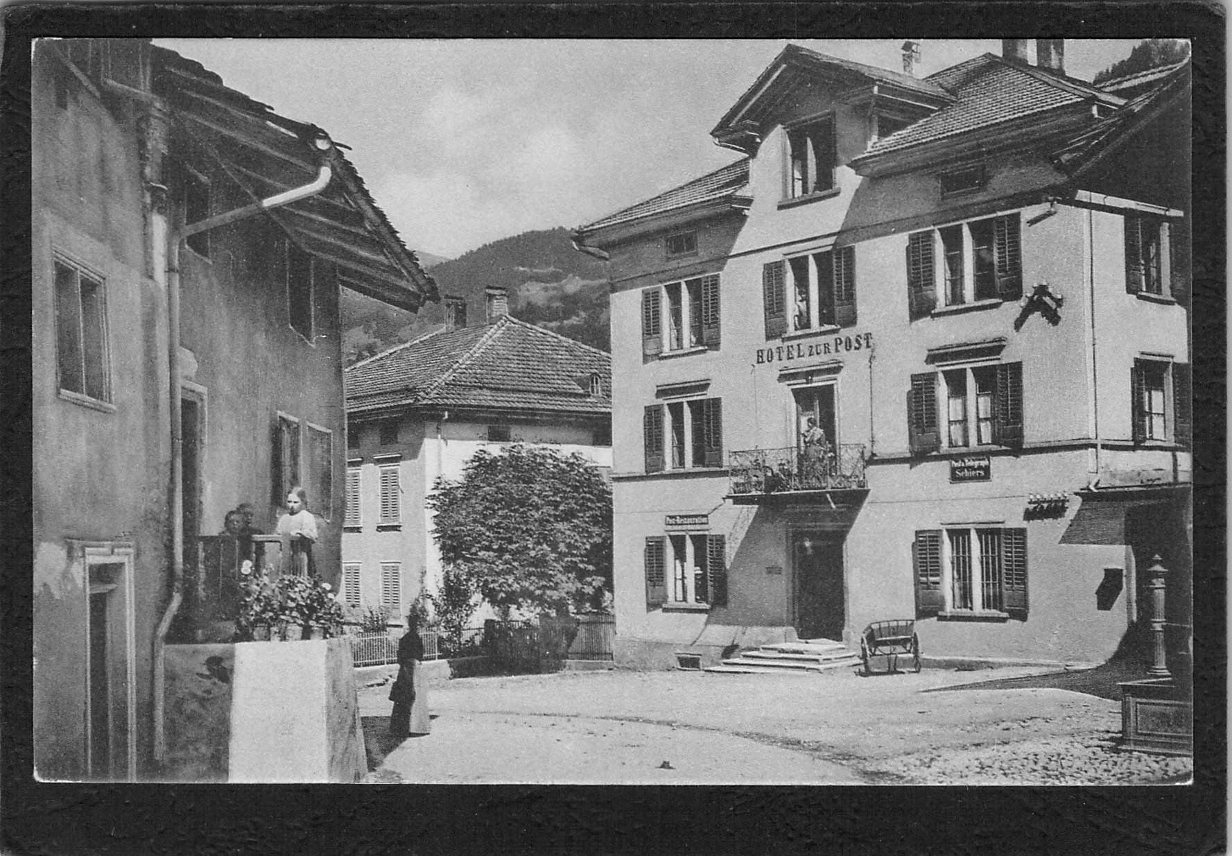 Ansichtskarten: Schiers GR , Hotel Post – Gebraucht aus Reichenburg von Pipo-67