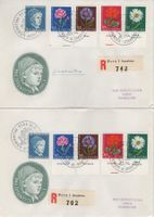 Pro Juventute 1963 mit TAB's auf 2 off. illustrierten FDC's