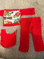 Puppenkleidung rot 70er Jahre Look Grösse 32/34