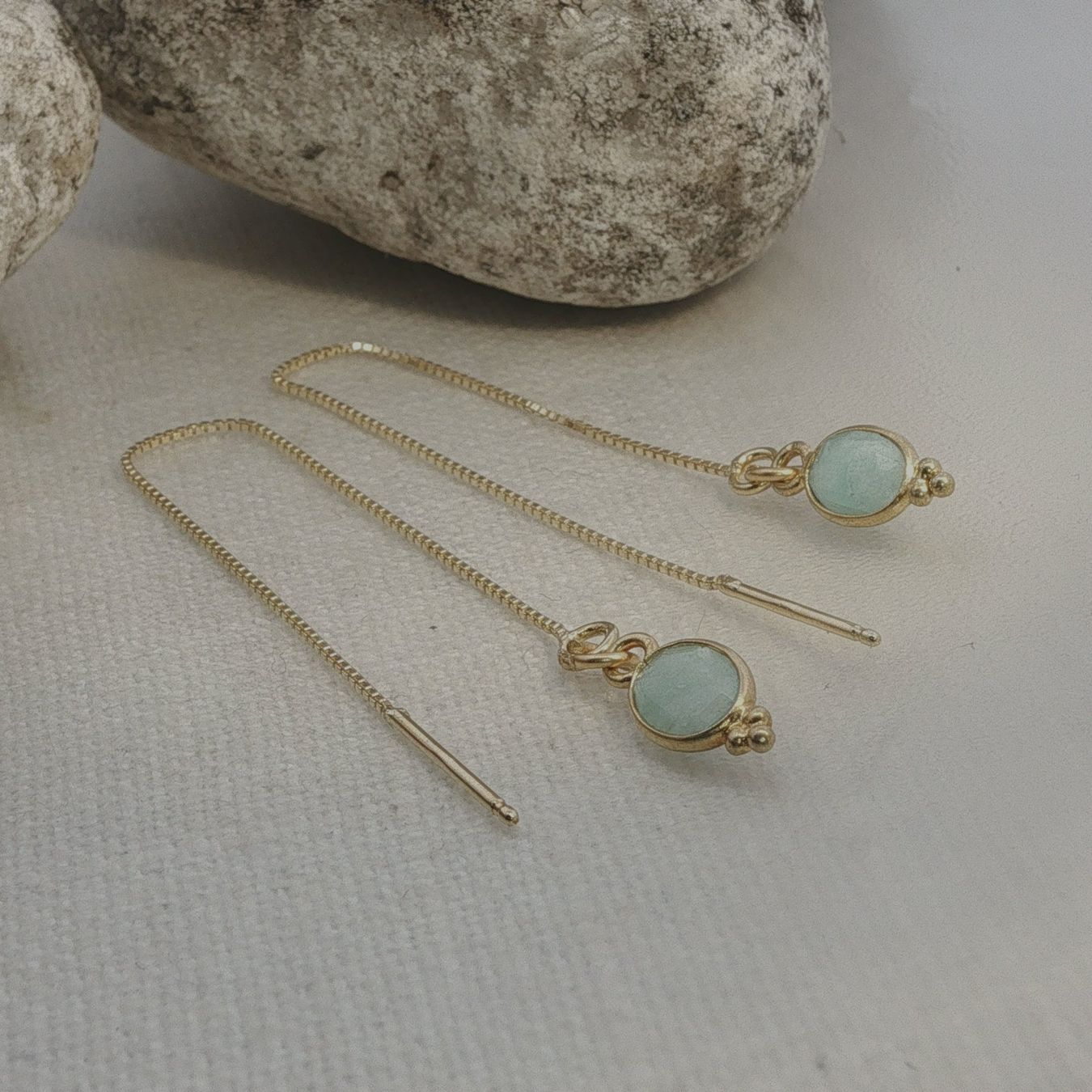 Olga Ribler Orecchini pendenti & Orecchini a lobo: Kettenohrringe mit Amazonite in Silber vergoldet – Nuovo (secondo la descrizione) da Luzern venduto da Schmuckoutlet 3