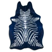 Kuhfell Teppich Zebra Blue/Silver