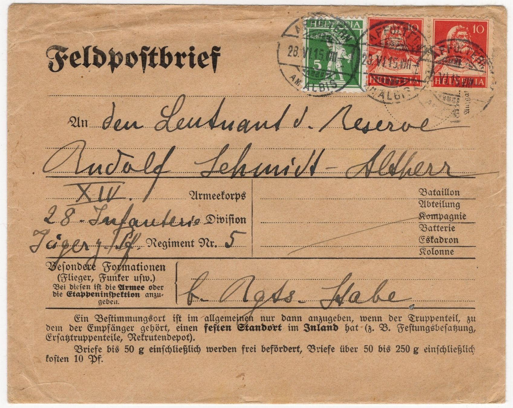 Tutti i francobolli: AFFOLTERN AM ALBIS auf frankiertem FELDPOSTBRIEF – Usato da Eglisau venduto da Chperfins
