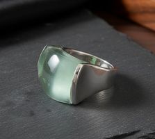 Edlen Natur Prehnit Silberring 925 (rhodiniert)- NEU