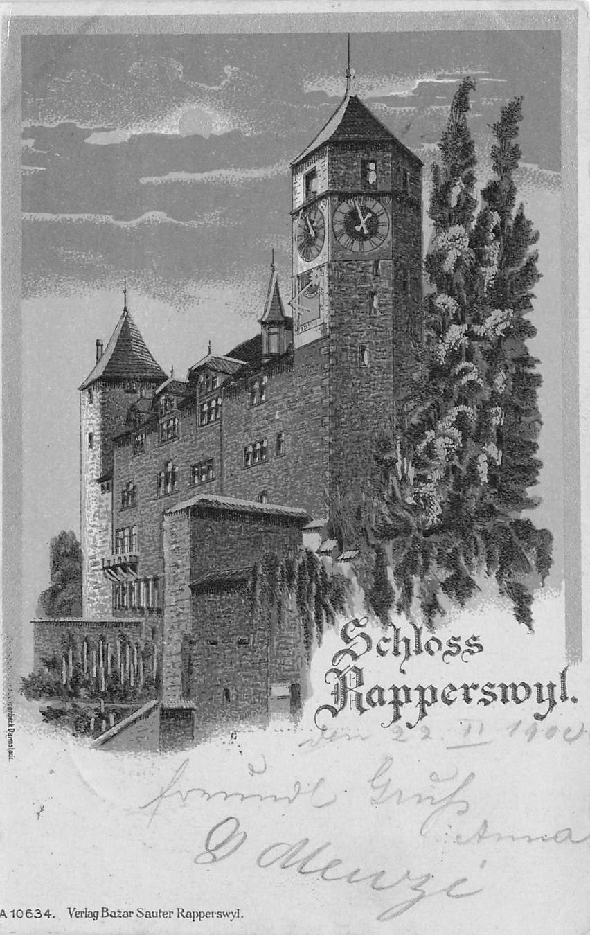 Ansichtskarten: Litho schloss Rapperswyl – Gebraucht aus Biasca von Blenio71