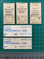 Freienbach SBB, 5 entwertete Bahnbillette, 16. November 1983