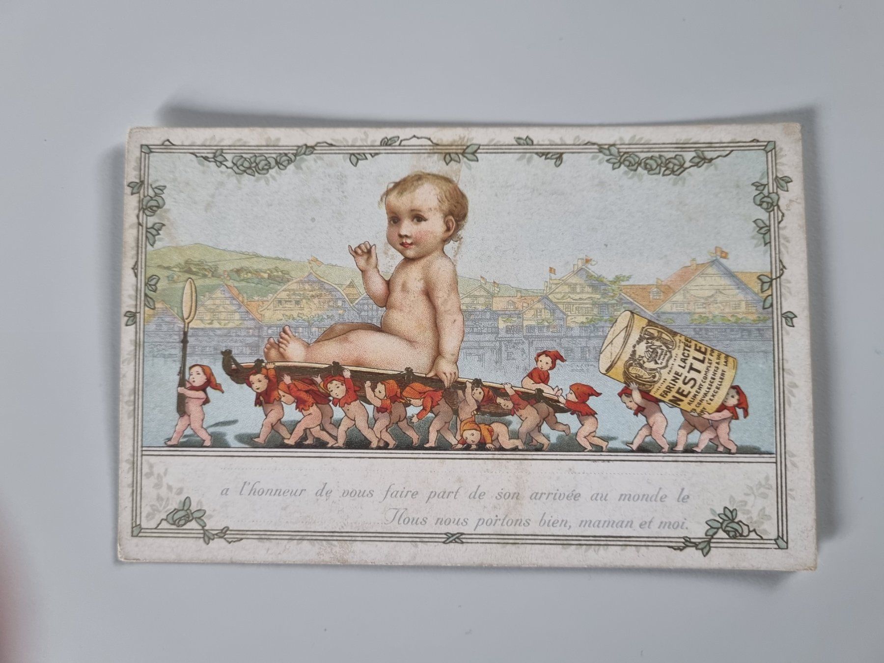 Ansichtskarten: Carte postale ancienne Nestlé, Farine Lactée rare vers 1900 – Gebraucht aus Echandens von Dicot 2