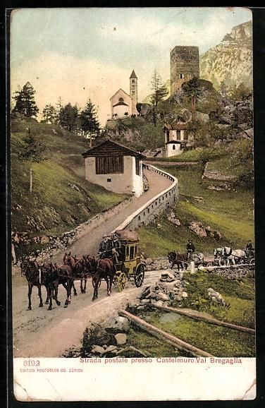 Cartes postales: Bregaglia, Castelmuro, Strada postale, P – D'occasion à Berlin par bartko-reher