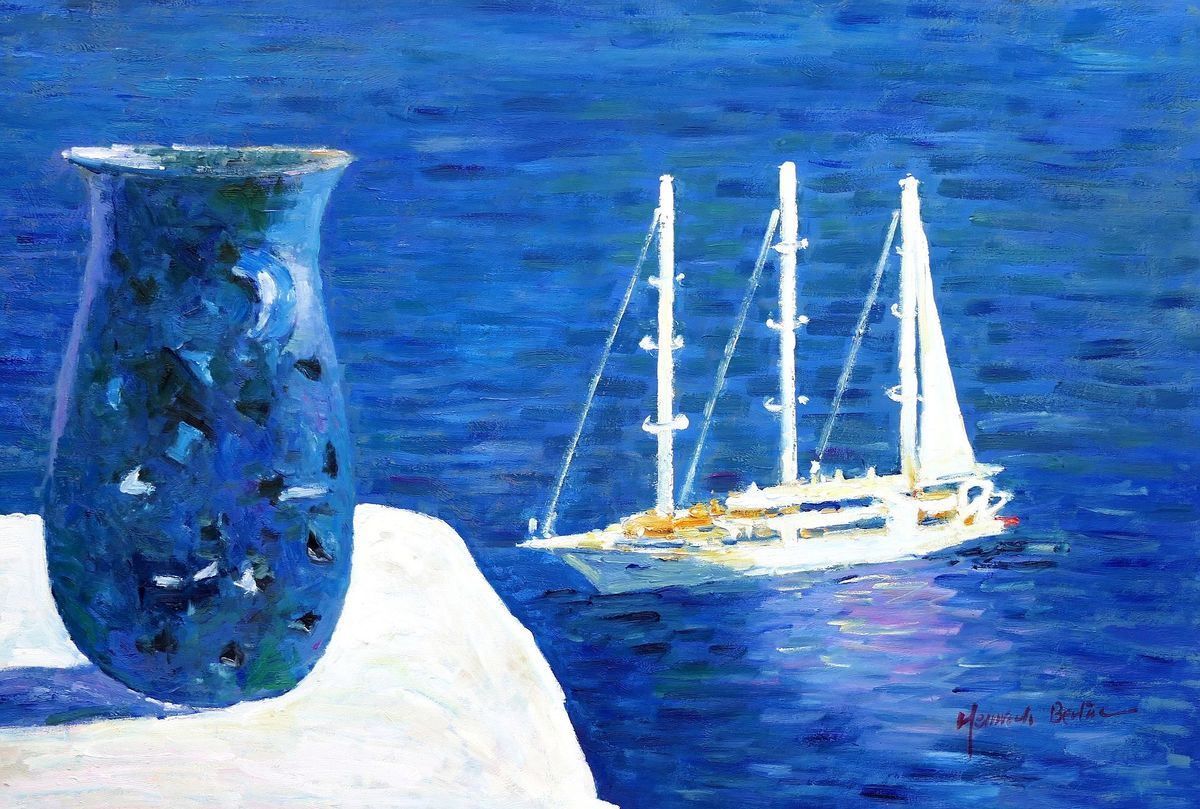 Riproduzioni & Creazioni: Modern Art - Ein Tag auf Santorin – Nuovo (secondo la descrizione) da Larnaca venduto da KunstDepot24