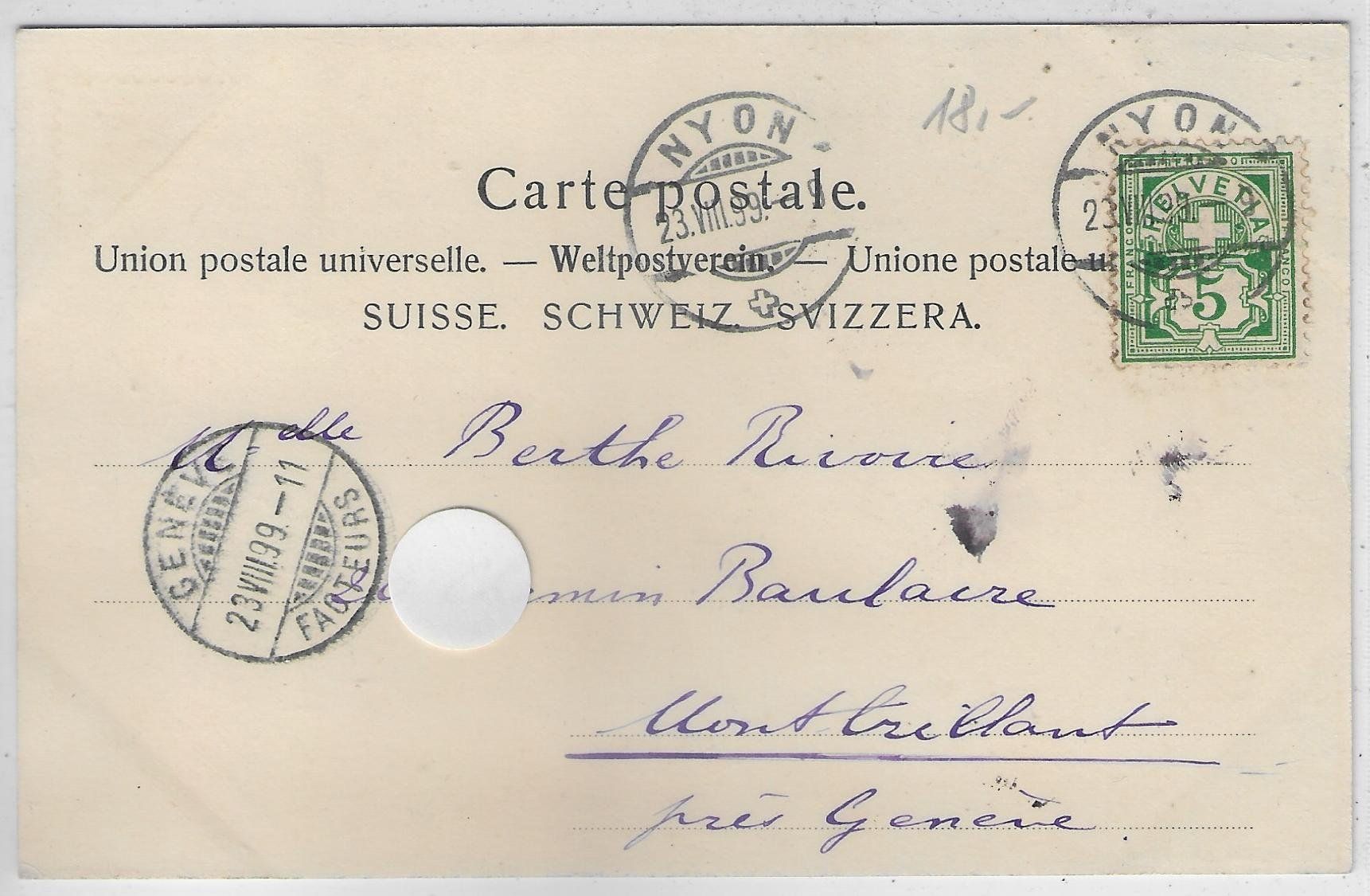 Cartoline postali: Genollier - Vue generale 1899 – Usato da Ettingen venduto da Kartenplanet 1