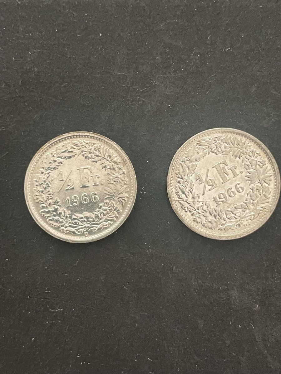 Alle Münzen: 2 x -.50 Silber CH Jahr 1966 – Gebraucht aus Meierskappel von Hala03