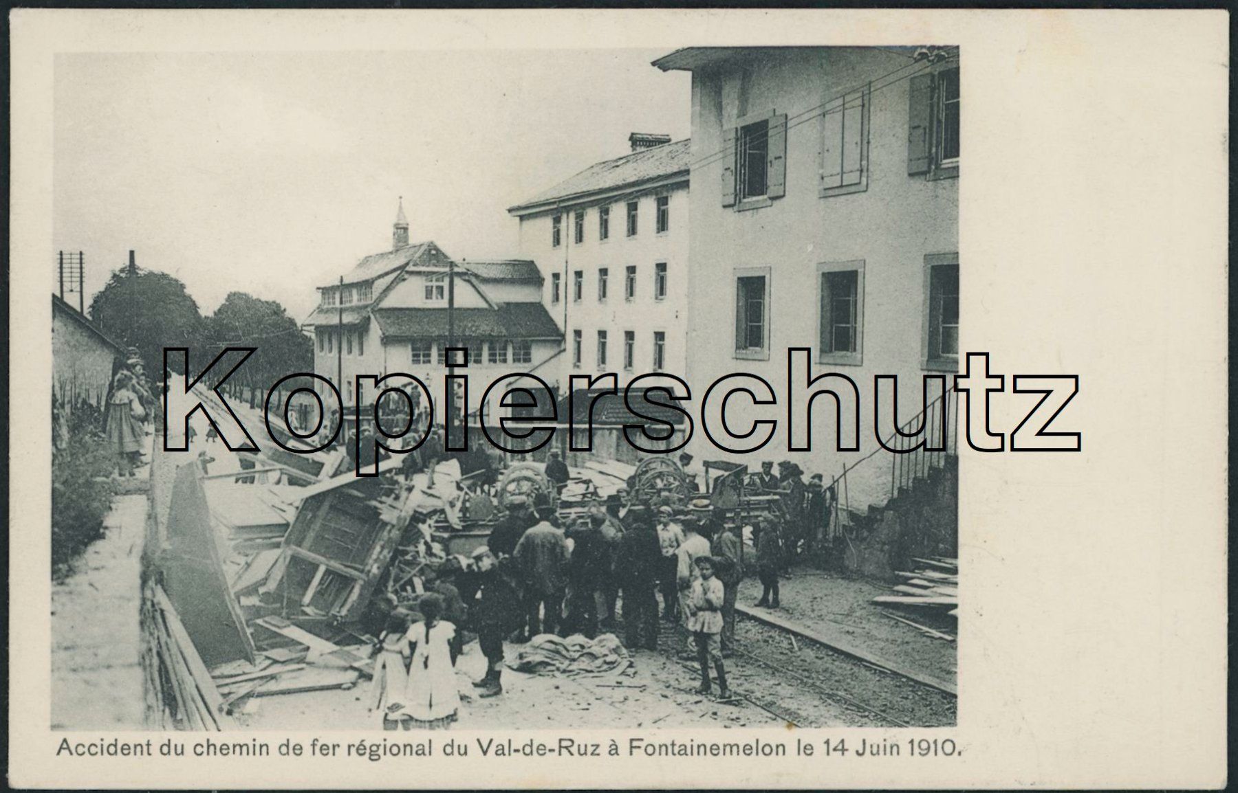 Cartoline postali: NE Fontainemelon - Tram VR - Unglück - Unfall – Usato da Schindellegi venduto da leecollect