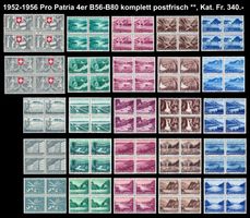 1952-56 Pro Patria 4er B56-B80 komplett postfrisch Fr. 340.-
