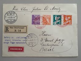 1935 Winteralpenpost Julierpost Eings. Nr. 165+166 +196+197