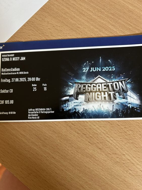 Ticket Reganton Night 27.6 (Gebraucht) in Buchs ZH für CHF 55 – mit ...